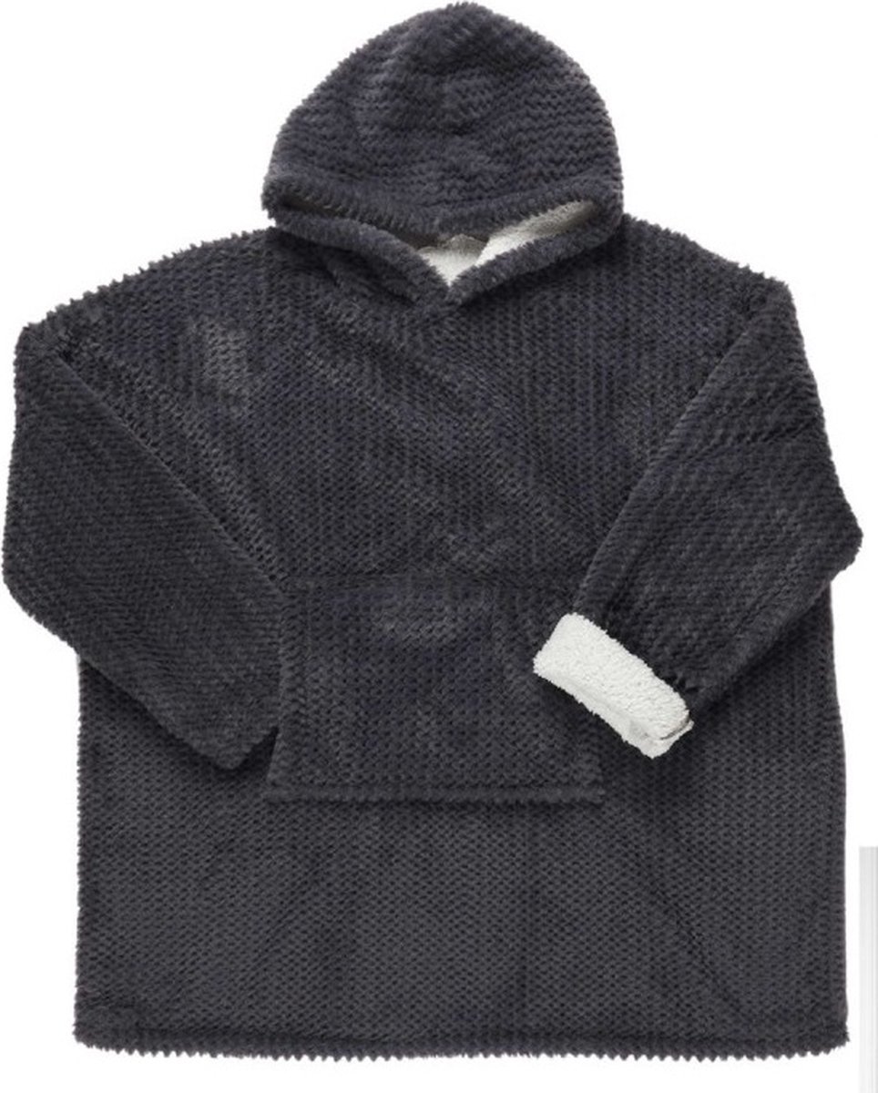 Home deco factory| Hoodie Deken - dames - heren - antraciet - Snuggle