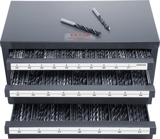 VEVOR Vijf laden 1 tot #60 stalen organisatorkast met labels, stapelbare dispenser voor opslag van boren, grijs, 14,8 x 7,9 x 20 cm