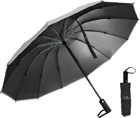 VDM Home Products Stormparaplu - Zwart - Opvouwbare Paraplu - Windproof en Automatisch - Ø 103 cm - Windproof tot 110km p/u - Grote Paraplu