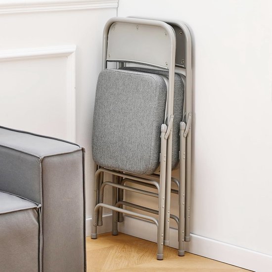 KAIHAOWIN Klapstoelen met ultra dikke gewatteerde zitting opvouwbare stoel indoor comfortabele metalen stoelen met zacht kussen zwart