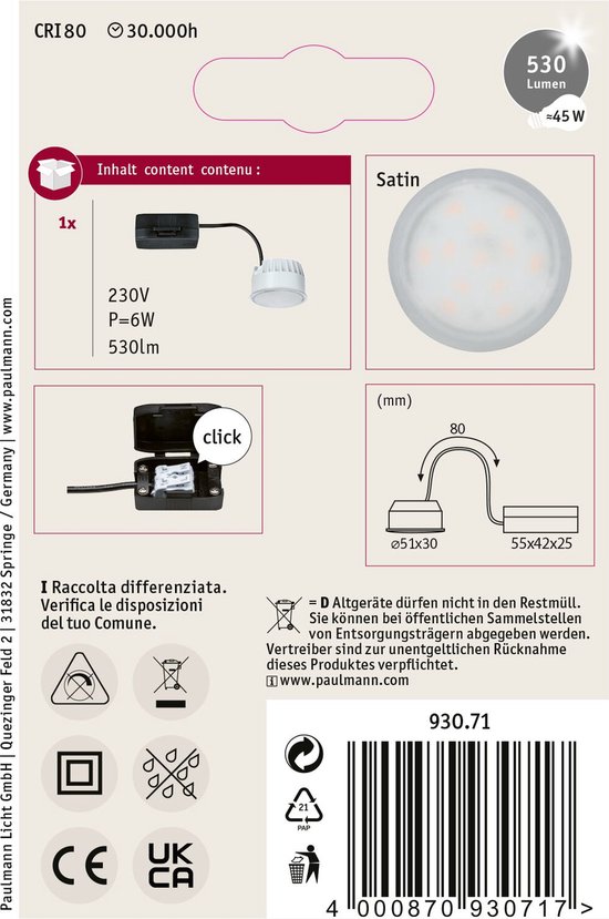 LED-module inbouwlamp Nova Coin rond 51mm Coin 6W 530lm 230V 4000K ...