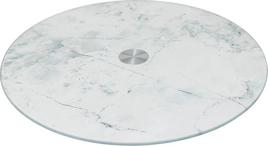 Plateau tournant de service Snack Secret de Gourmet - Verre aspect marbre - D32 cm - Tapas/ fromages / alimentation