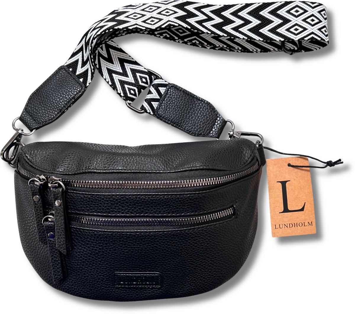 Lundholm crossbody tas dames zwart - tassen dames met bag strap tassenriem met schouderband voor tas - cadeau voor vriendin | Scandinavisch design - Trondheim Serie