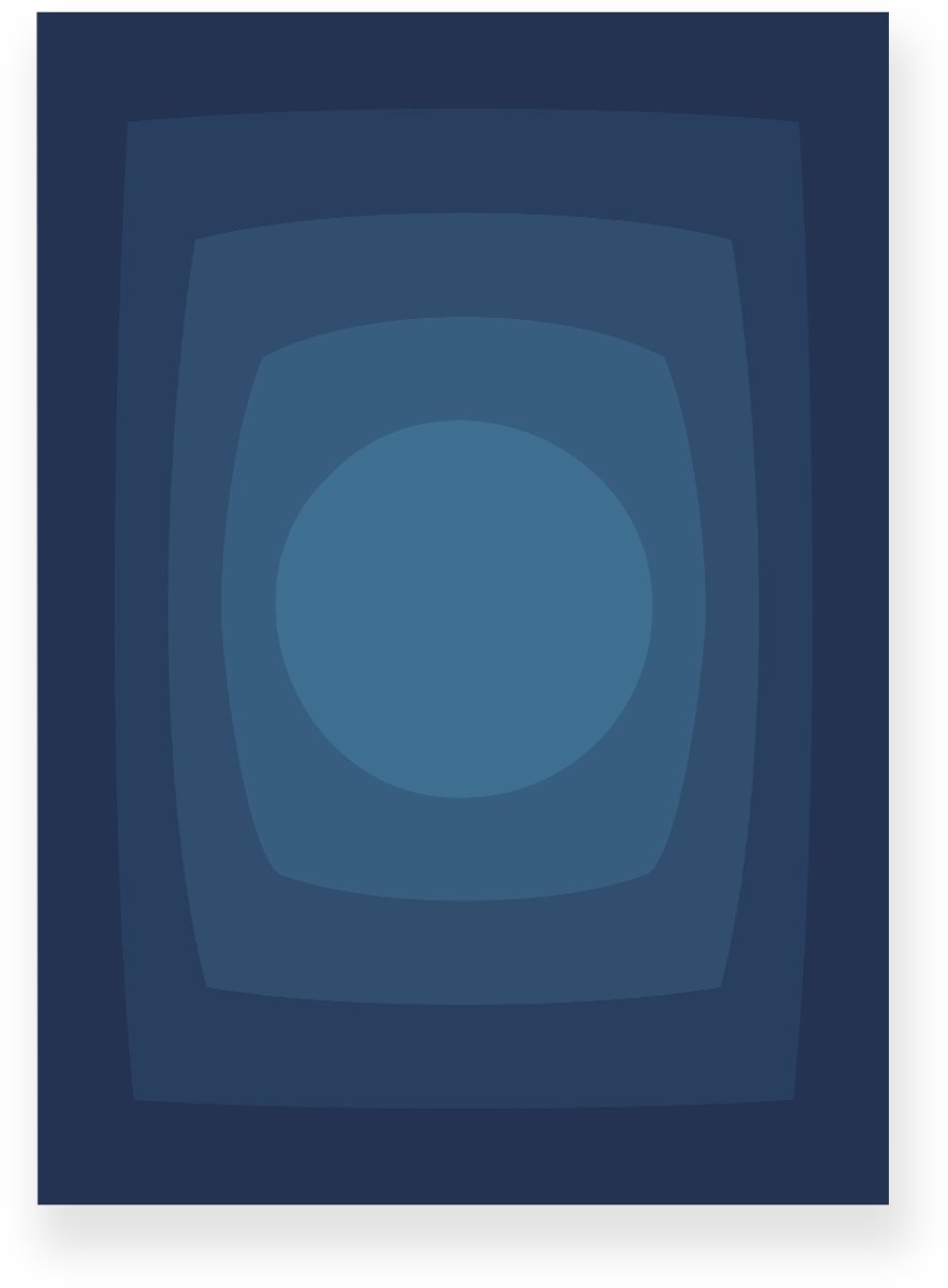 Yisual Poster 20x30 cm - Abstracte Kleurovergang - Cirkel - Blauw - Donkerblauw - Vintage - Op-Art - Muurdecoratie - Wanddecoratie