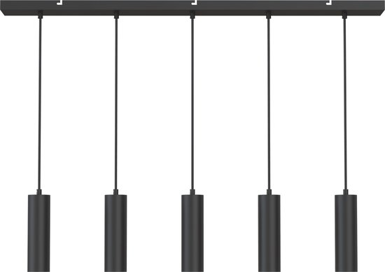 Suspension Calex - GU10 - 5 lumières - Plafonnier - Zwart - Salle à manger - Cuisine - Table à manger - Excl. source de lumière