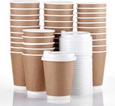 200 witte papieren bekers 240 ml voor de koffie om mee te nemen