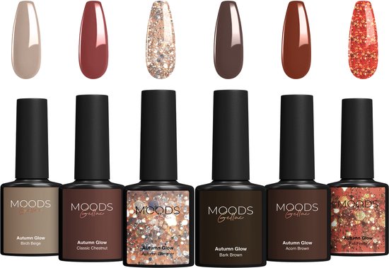 Moods Gellac 6-delige Set - Gellak Starterspakket - Gel Nagellak - 8ML - Autumn Glow - Gellac - Nagels - Chique Kleuren