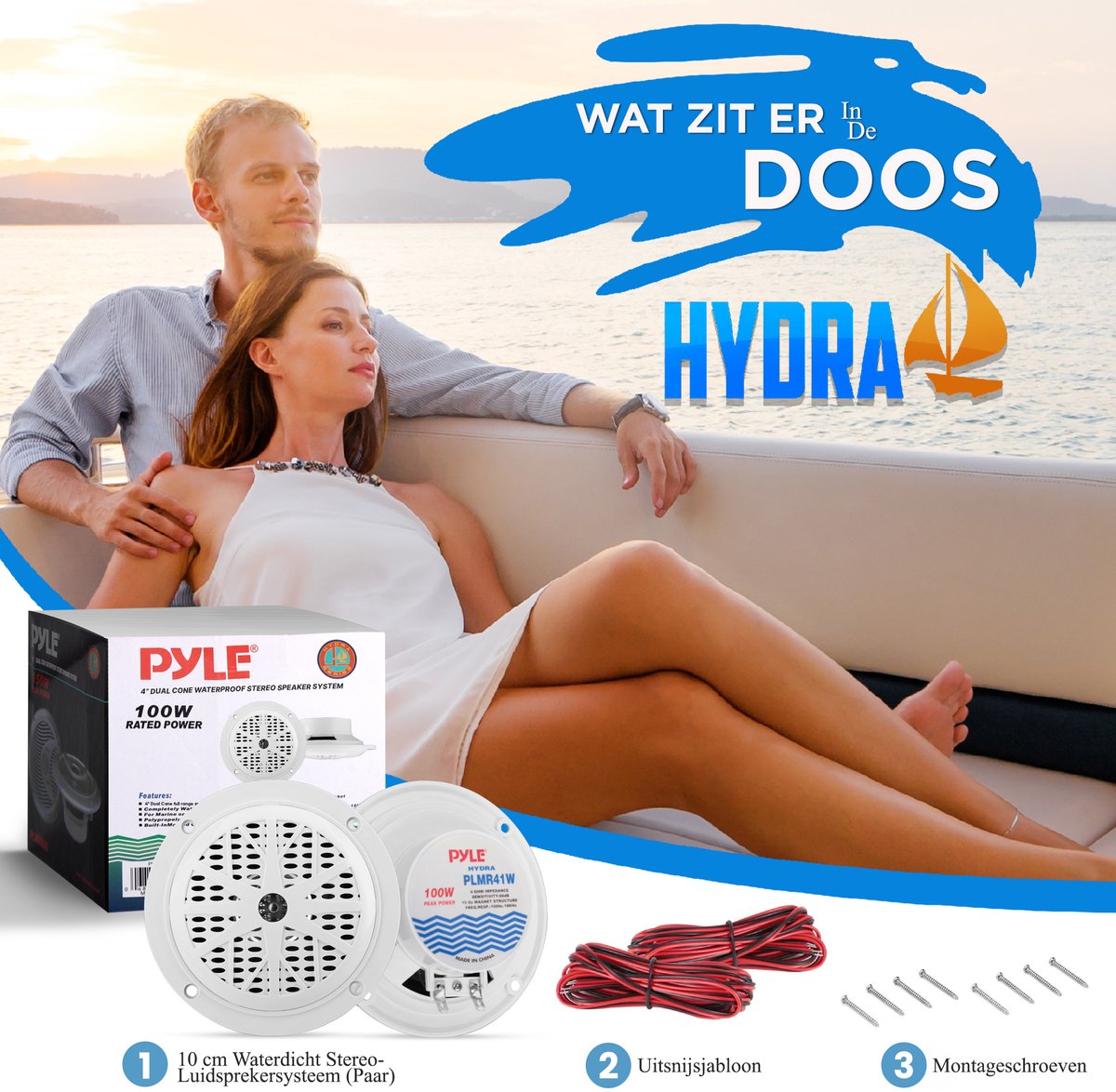 Pyle Marine luidspreker (100 watt, 13,33 cm (5,25 inch), 2-weg) wit
