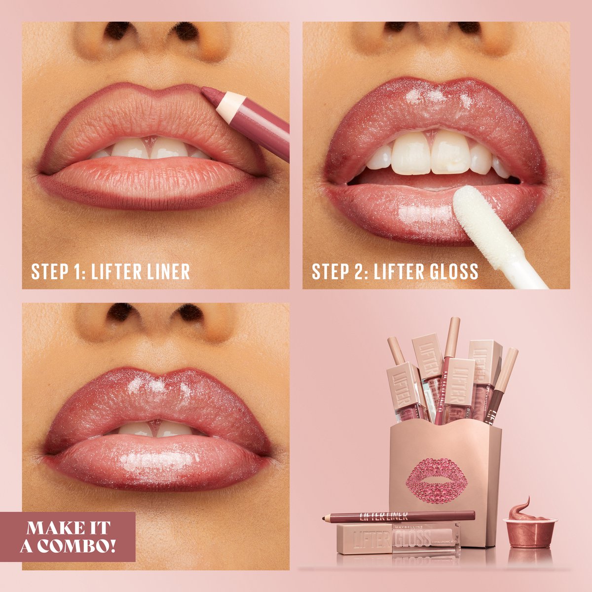 Maybelline New York - Lifter Gloss 3 Moon Glanzende Lipgloss + Lifter Liner Lipliner met Hylaronzuur 07 Big Lift — cadeau in Verzorging - foto 5