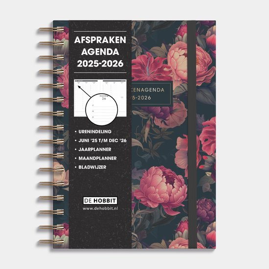 Hobbit - Afsprakenagenda 2025-2026 - 1 week op 2 pagina's - Tijdindeling per uur - Zakelijke Agenda - Ringband Agenda - Harde Kaft - A5 (14,8 x 21,0 cm) - Klassiek