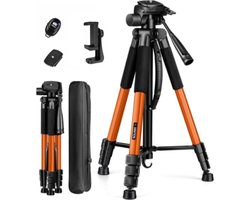 Sounix Camera statief - telefoon statief - 188 cm - Incl. Bluetooth Afstandsbediening - Tripod met Smartphone telefoon houder - tripod smartphone - Aluminium - Oranje Sounix Camera statief - telefoon statief - 188 cm - Incl. Bluetooth Afstandsbediening - Tripod met Smartphone telefoon houder - tripod smartphone - Aluminium - Oranje