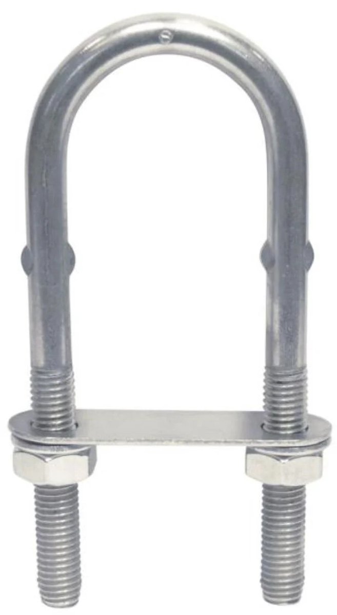 BREG RVS wantputting u-bout met contraplaat en moeren - M10 x 130 mm