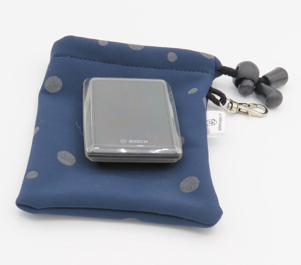 Ebike hoesje M display Bosch kiox 500/ Intuvia 100/Shimano sc-en610 Stip op donker blauw softshell DLX