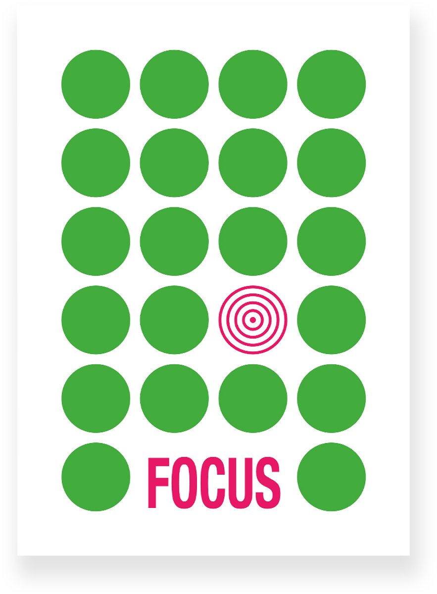 Yisual Poster 30x40 cm - Focus - Stippen - Groen - Roze - Grafisch - Retro - Muurdecoratie - Wanddecoratie