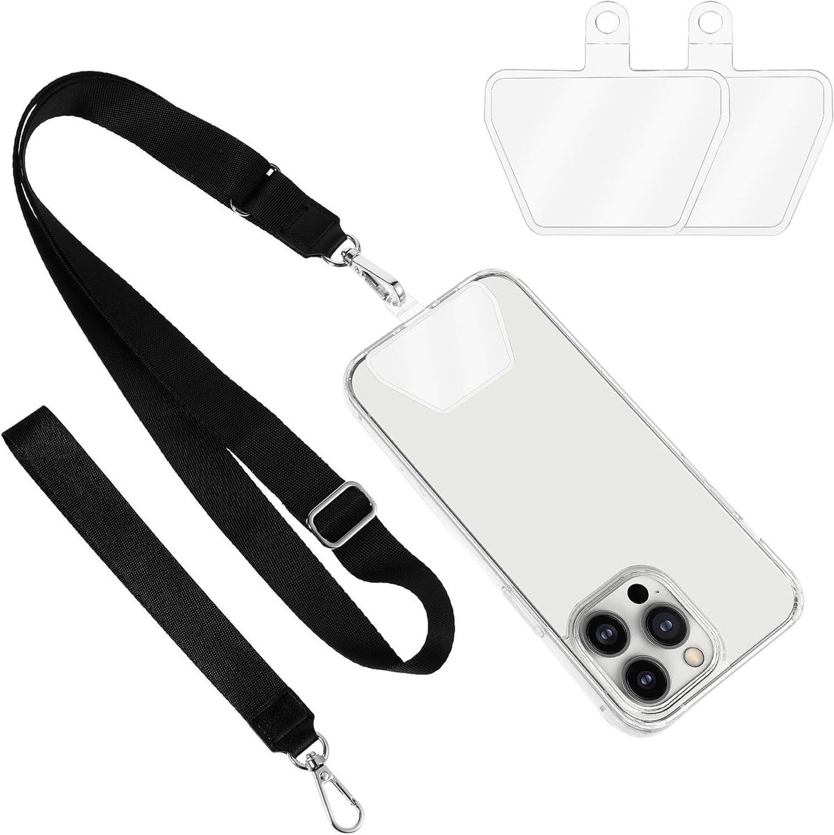 Verstelbare duurzame mobiele telefoonketting - 2 stuks met universele patches
