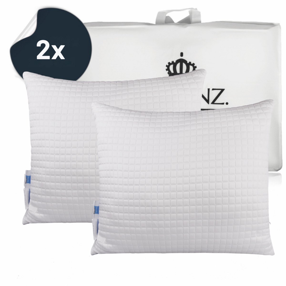 Troonz® 2x Hoofdkussen Verkoelend One Bundel - Ergonomisch Kussen - Voor rug, zij en buikslapers - 60x70 cm - Set van 2