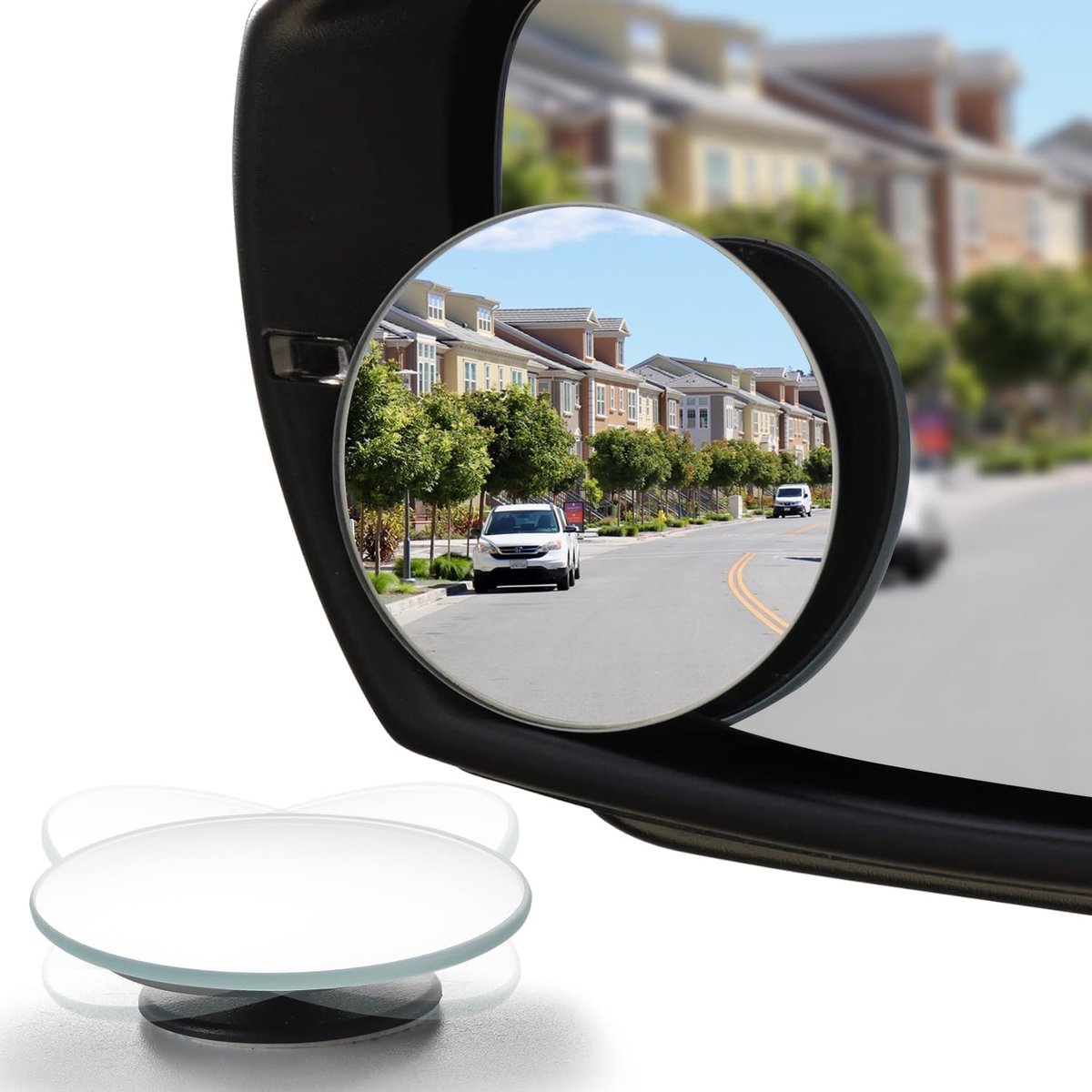 Image of 2 Stuks Zelfklevend Blind Spot Mirror - Ronde HD Glazen Frameloze Convexe Achteruitkijkspiegels - 360 Graden Verstelbaar - voor Auto SUV en Vrachtwagens