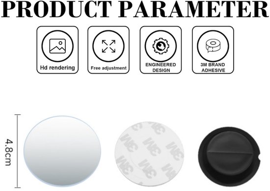 2 Stuks Zelfklevend Blind Spot Mirror - Ronde HD Glazen Frameloze Convexe Achteruitkijkspiegels - 360 Graden Verstelbaar - voor Auto SUV en Vrachtwagens — afbeelding 2