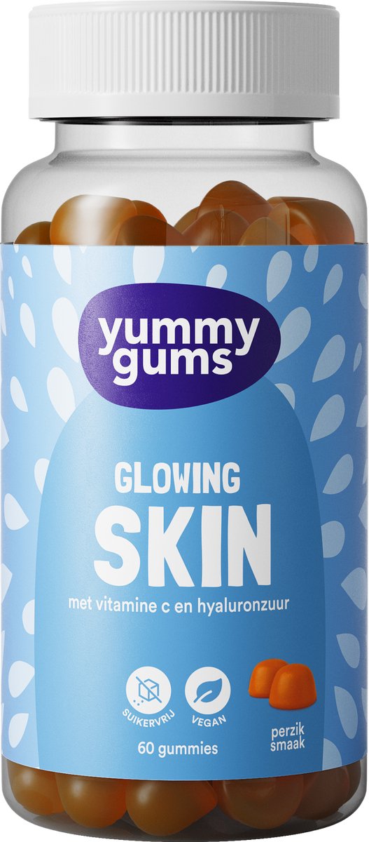 Goedkoopste Yummygums • Glowing Skin • Suikervrij • Met Hyaluronzuur en vitamine C • 60 gummies