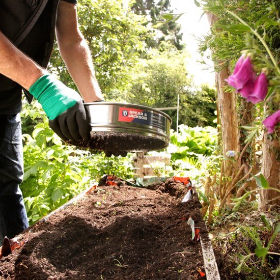 Synx Tools Voegenmes RVS + Spear & Jackson tuinzeef Ridlle - tuinzeef metaal - grondzeef - stalen frame - 10 JAAR GARANTIE - onkruidmes - voegenkrabber met steel 150cm van Merkloos	 — afbeelding 3