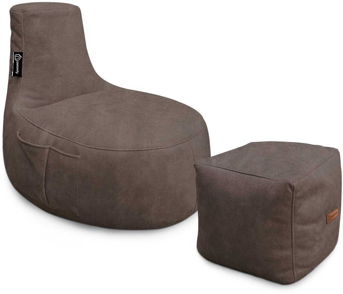 Casacomfy - ModiLounge - Zitzak met Voetenbankje - Volwassenen - Cold Brew - Lederlook - Zachtestof