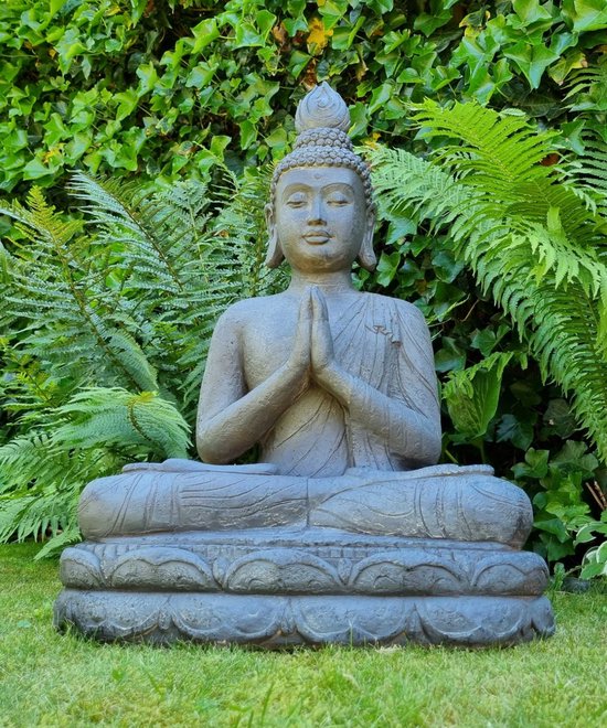 XL Kwan Yin Boeddha Tuinbeeld Donker Grijs