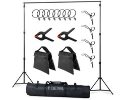 PIXETOOL Fotografie Achtergrondsysteem 300 x 260 CM - Verstelbaar - Achtergrondstatief - Tripod