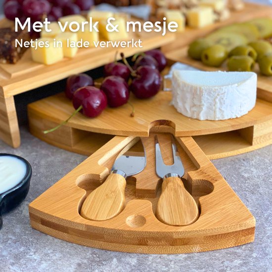 Recalma Ronde Bamboe Tapasplank - 4 Laags Inclusief 2 Kaasmesjes