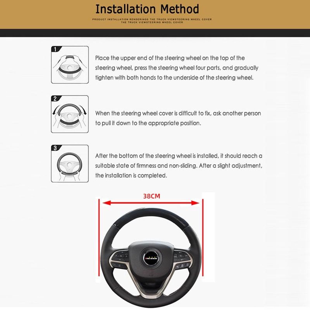 Auto Stuurhoes - Ademend - Anti Slip - Lederen Steering Covers - Koolstofvezel - Pu - 37-38cm - Auto - Decoratie – foto 3