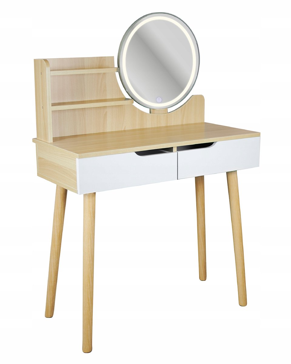 Kaptafel met LED-spiegel, cosmetisch, Scandinavisch, SCANDI