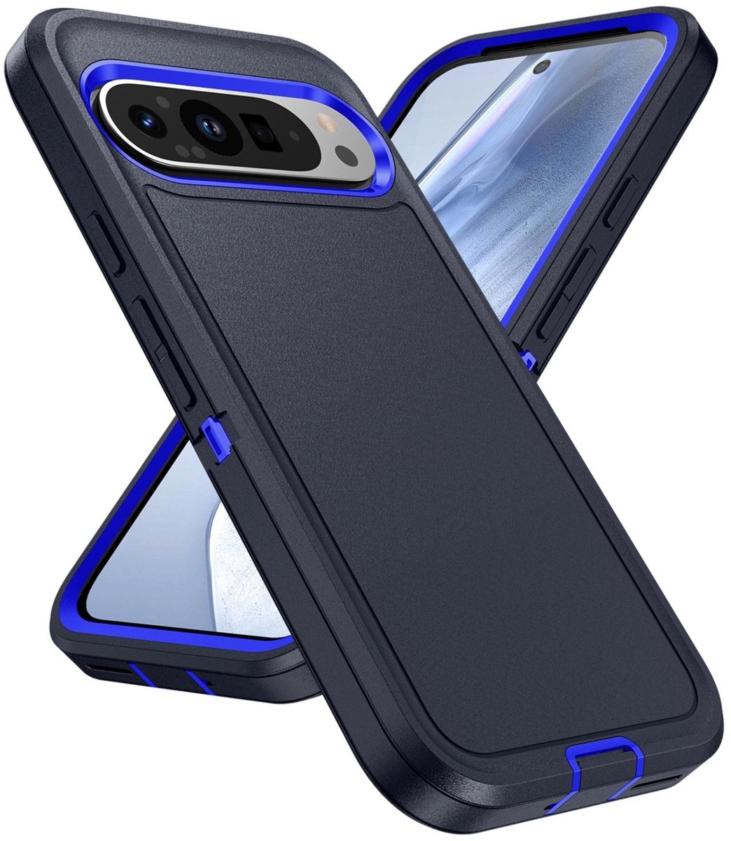 Mobigear Hoesje geschikt voor Google Pixel 9 Pro Telefoonhoesje Hardcase | Mobigear Rugged Backcover Shockproof | Schokbestendig Pixel 9 Pro Telefoonhoesje | Anti Shock Proof - Blauw