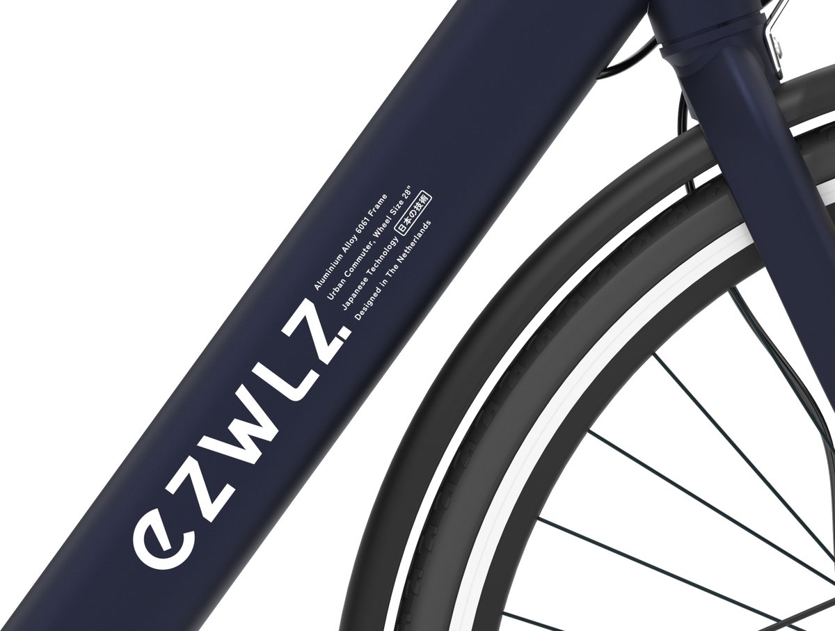 EZWLZ Elektrische Fiets Forenz H - Actieradius 80 km - Yamaha Achterwielmotor - Hybride E-Bike - Panasonic batterij - LCD Display - Blauwgrijs/Matt thumbnail 6