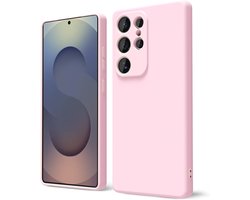 BixB hoesje geschikt voor Samsung Galaxy S25 Ultra hoesje zacht siliconen backcover - Licht Roze