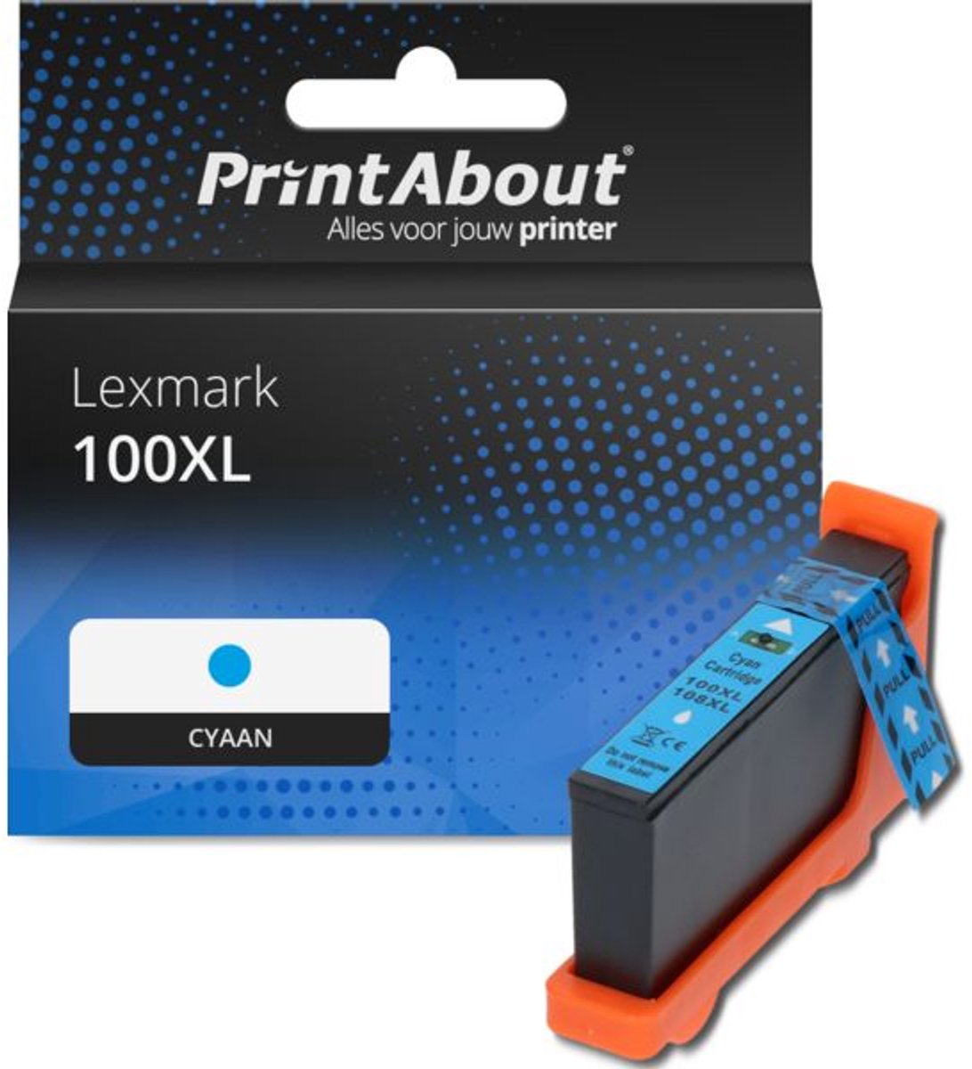 PrintAbout Huismerk Lexmark 100XL (14N1069E) Inktcartridge Cyaan Hoge capaciteit