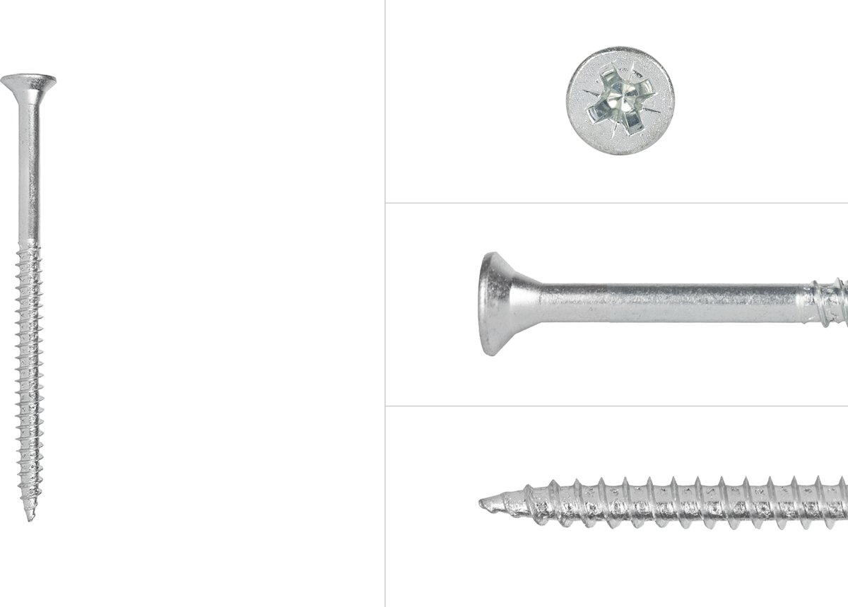 Wovar Spaanplaatschroeven Verzinkt 6 x 90 mm Pozidrive Deeldraad | Doos 100 Stuks