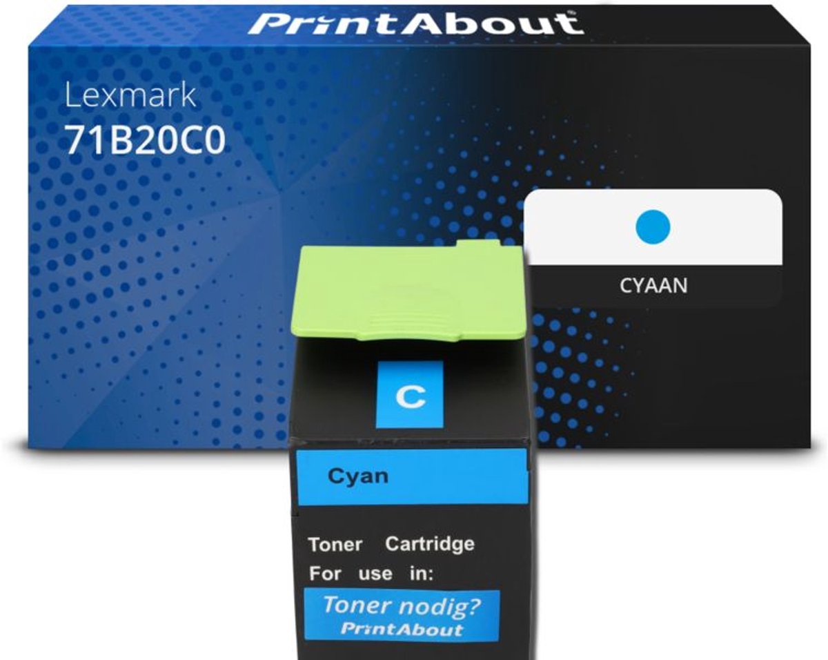 PrintAbout Huismerk Lexmark 71B20C0 Toner Cyaan