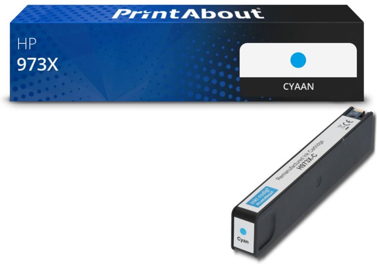 PrintAbout Huismerk HP 973X (F6T81AE) Inktcartridge Cyaan Hoge capaciteit
