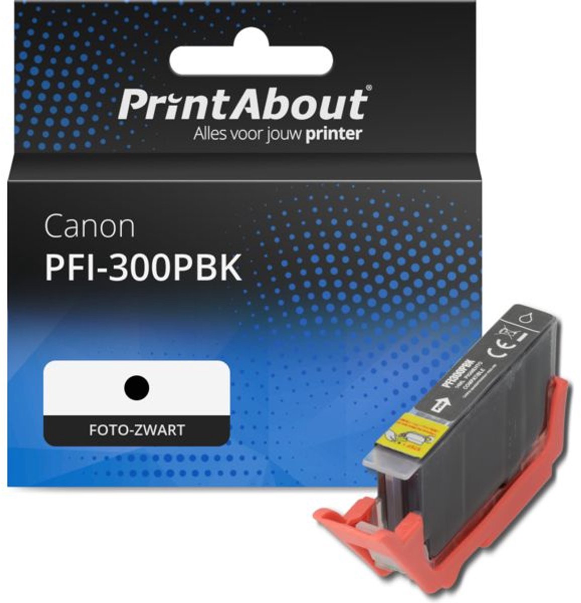 PrintAbout huismerk Inktcartridge PFI-300PBK Foto-zwart geschikt voor Canon