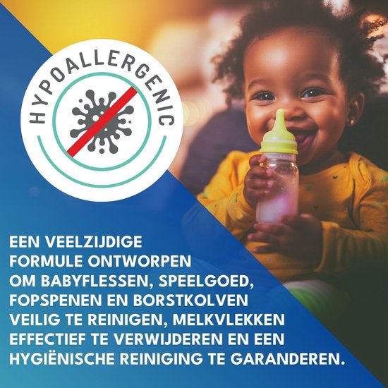 Minoris Baby Flessen-, Fopspenen- & Speelgoedreiniger – Biologische, Natuurlijke & Minerale Bestanddelen | Hypoallergeen, Geurvrij, Verwijdert Melk- en Formuleresten | Borstkolfreiniger | Vegan 500ml