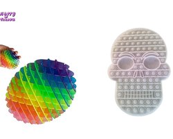 Happy Trendz® Pop it UV Changing + Rainbow Fidget Worm - Duo Pakket - Cadeau - Emotie Knuffel - Fidget Popit - Gift - Feestdagen - Sint - Kerst - Halloween -