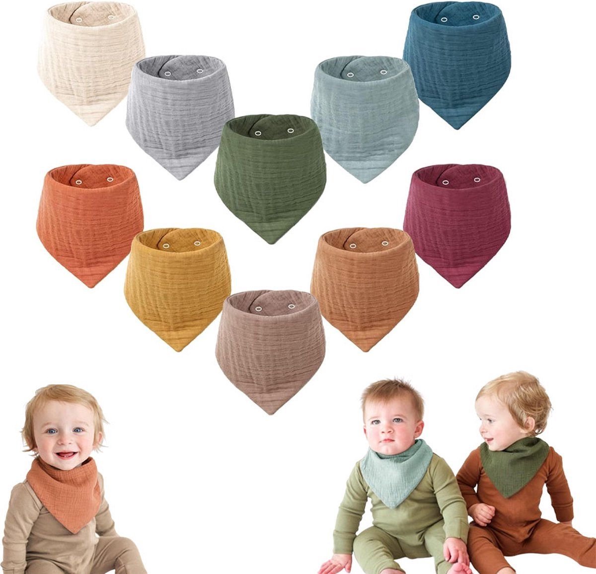 Goedkoopste Slabbetjes Baby - Set Van 10 - Zachte - Uitwasbare - Slabbers - Kwijlende Slabbetjes - Kwijldoekjes Voor Baby’S En Kinderen - Bibs Baby - Spuugdoekjes - Halsdoek Baby - Verstelbare Drukknop - Perfect Voor Voeden, Kwijlen En Bescherming Van Kleding
