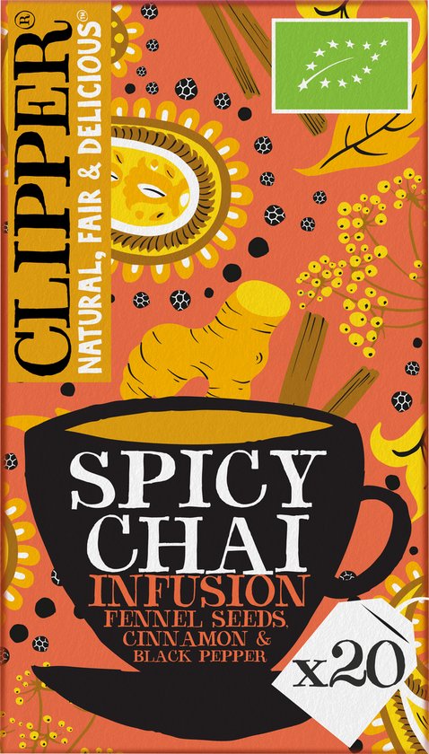 Clipper Spicy Chai thee - kruideninfusie met gember en kaneel - 80 theezakjes