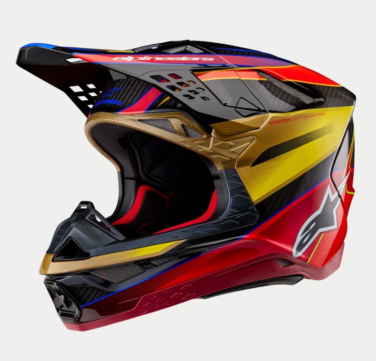 Alpinestars Supertech S-M10 Era Helm Ece 22.06 Goud Geel Rio Rood Glanzend - Helm