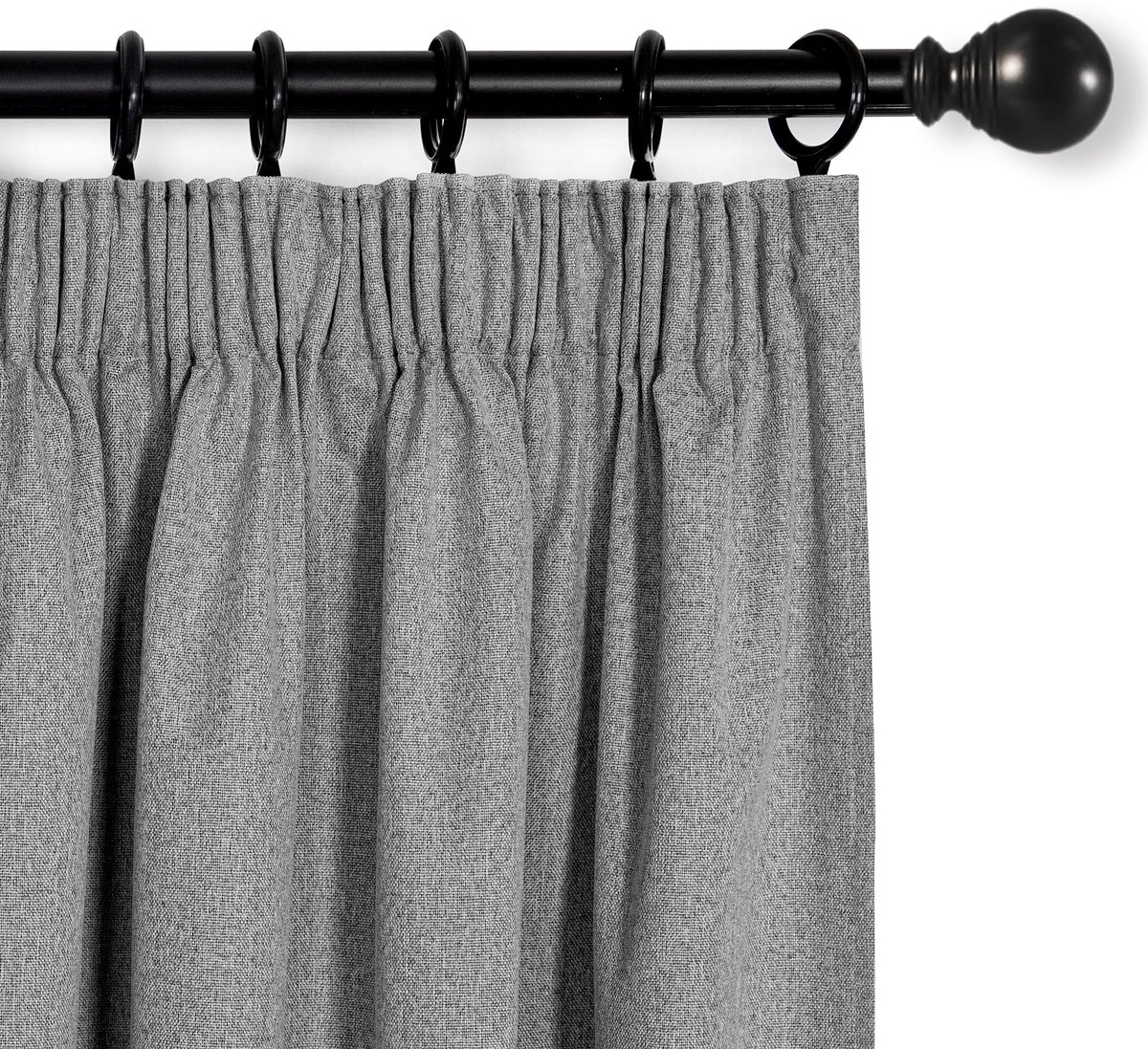 My Ninki ® Verduisterende Gordijnen voor Slaapkamer met Plooiband en Koudebescherming, Set van 2, Donkergrijs, 175 x 140 cm