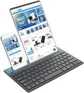 Bluetooth iPad Toetsenbord - Tablet Samsung - Houder/Standaard - Draadloos Keyboard - QWERTY - Silvergear