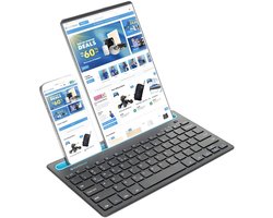 Bluetooth iPad Toetsenbord - Tablet Samsung - Houder/Standaard - Draadloos Keyboard - QWERTY - Silvergear