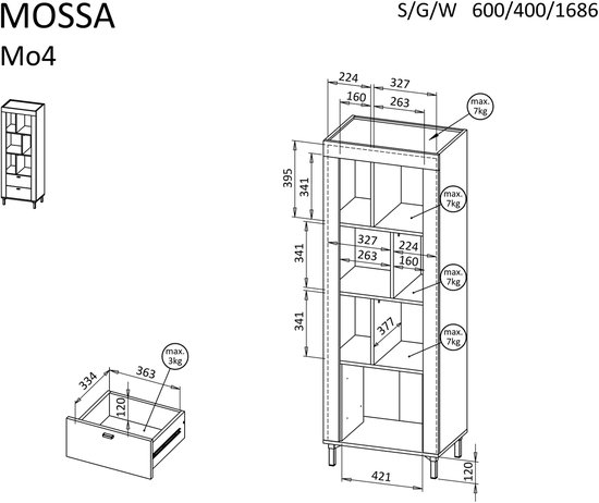 FirFurd Boekenkast, 202 cm, boekenkast met 3 laden, 4 vakken, hoge kast, woonkamerkast met verstelbare planken, vitrinekast voor woonkamer, werkkamer, keuken, 202 x 60 x 35 cm, eiken