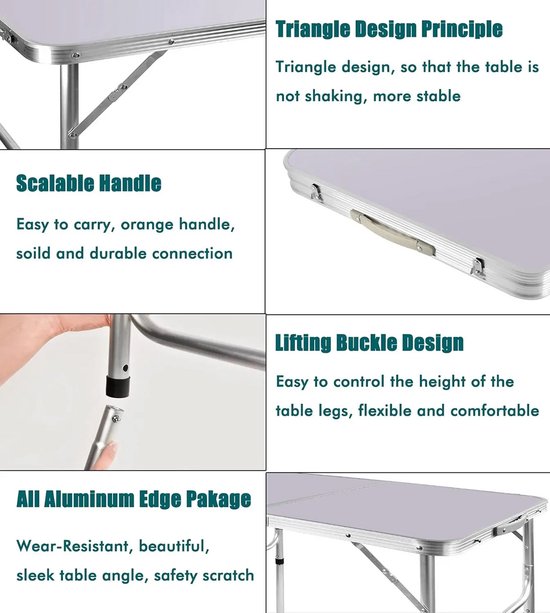 Betaalbare Goederen® picknicktafel inklapbaar - RVS - picknicktafel opklapbaar - camping - tuin - picknick tafel - picnicktafel van Betaalbare Goederen — afbeelding 4