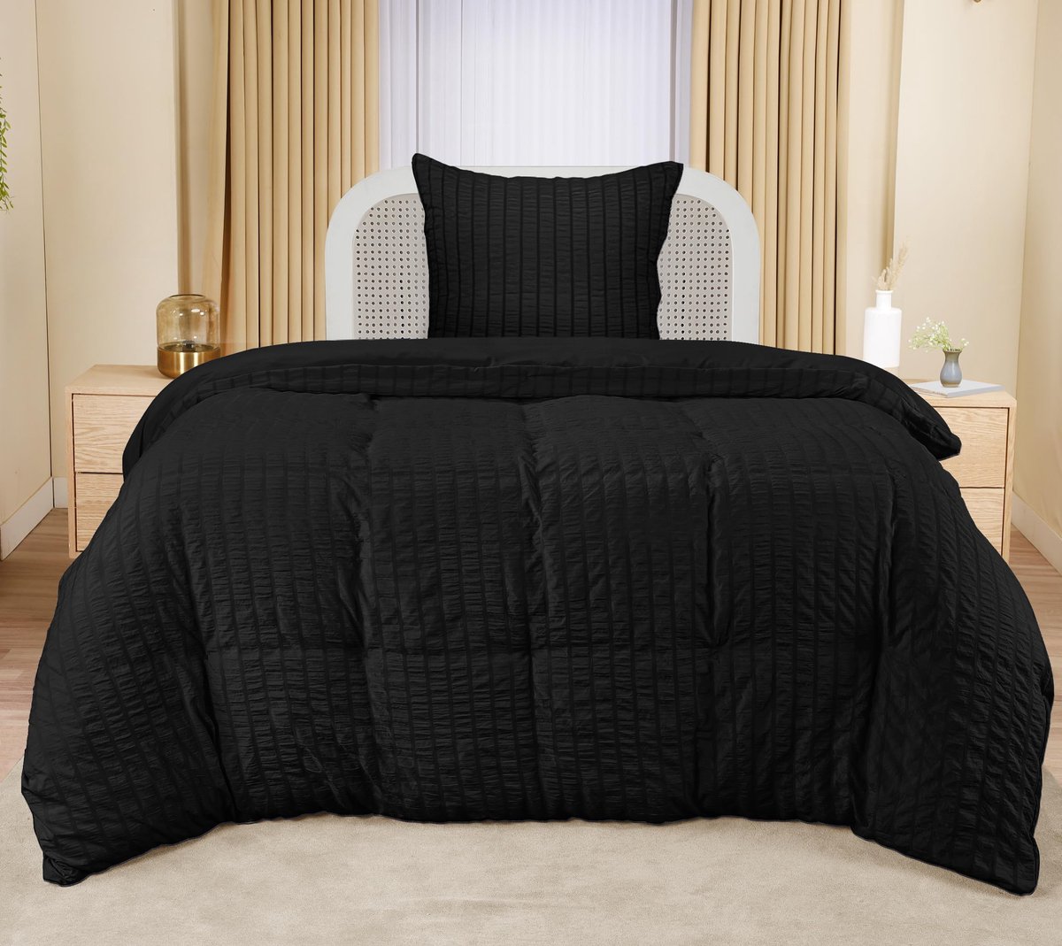 My Ninki ® Zacht en Onderhoudsvriendelijk Seersucker Dekbedovertrekset van Microvezel Polyester voor Comfort en
