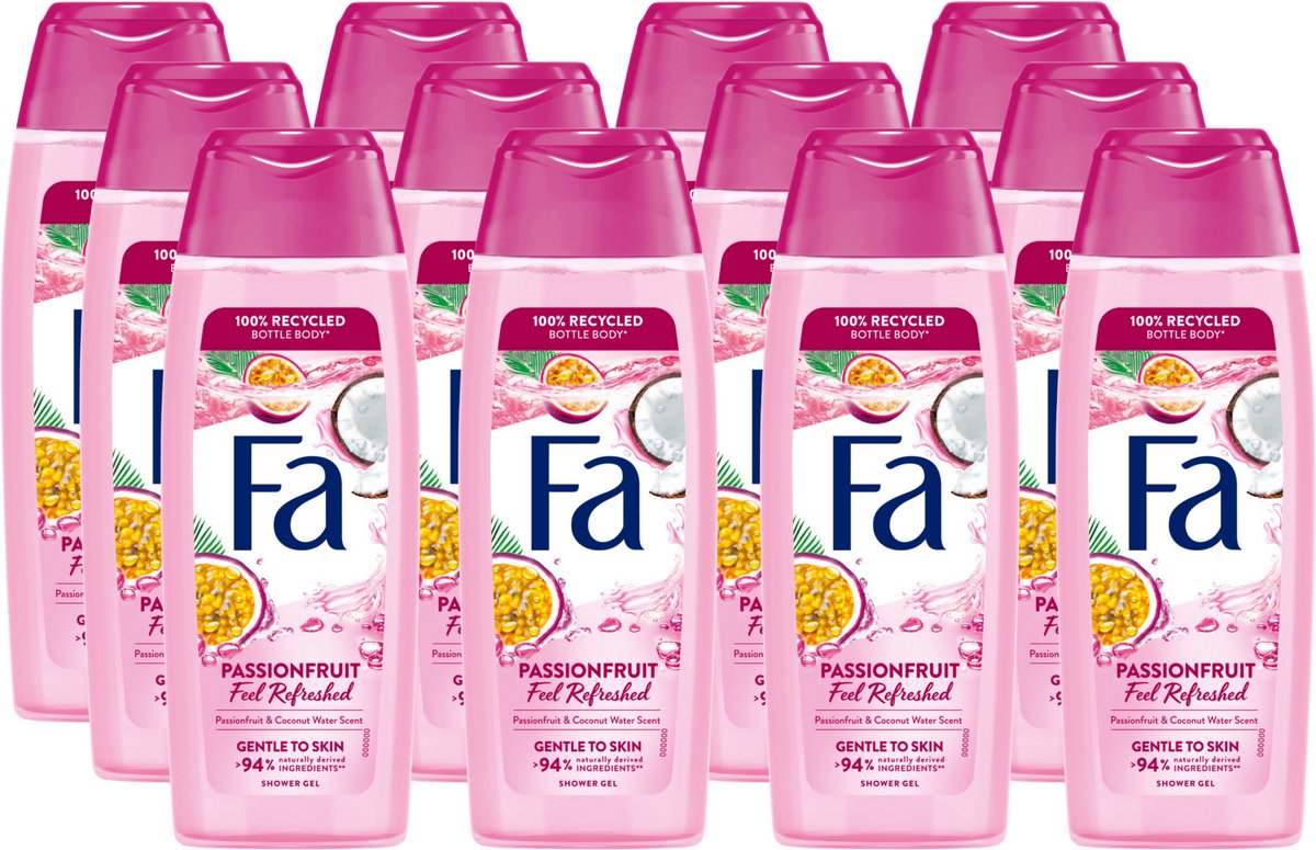 Goedkoopste Fa Showergel - Passion Fruit - Geur van Passievrucht en Kokosnootwater - Douchegel - Voordeelverpakking - 12 x 250 ml